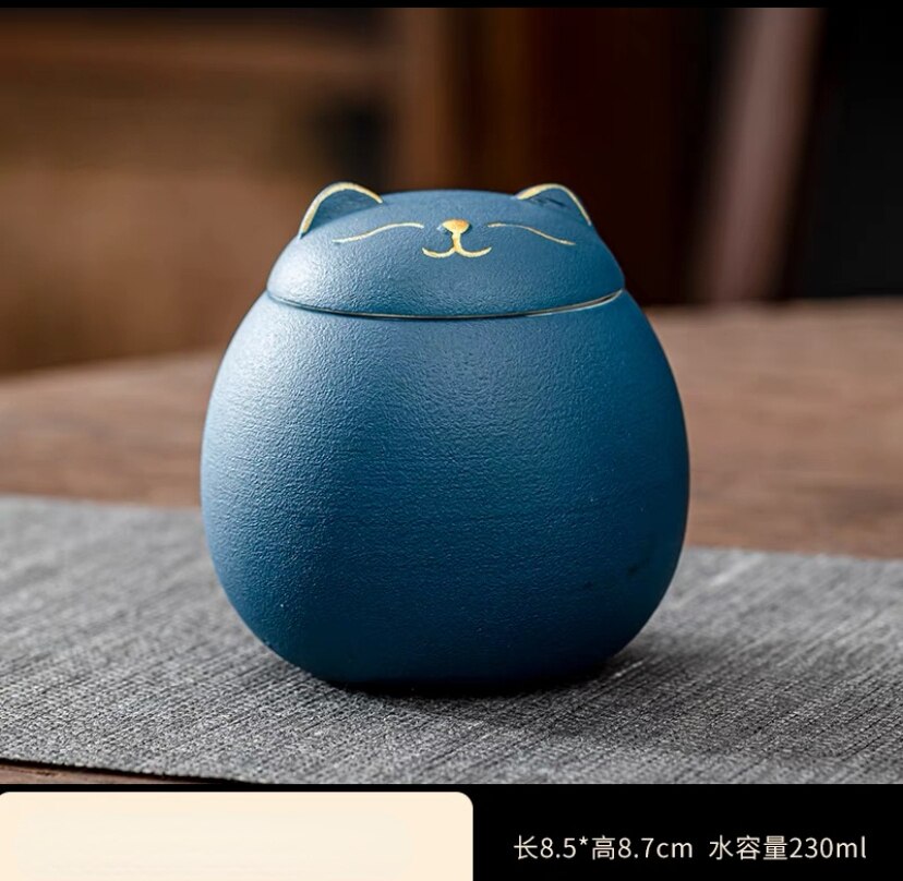 Kat Urn, Hond Urn, kat Vorm Urn Voor Huisdier As-Kat Vorm Gedenkteken Urnen-Handgemaakte Black Decoratieve Urnen Voor Funeral: Marineblauw