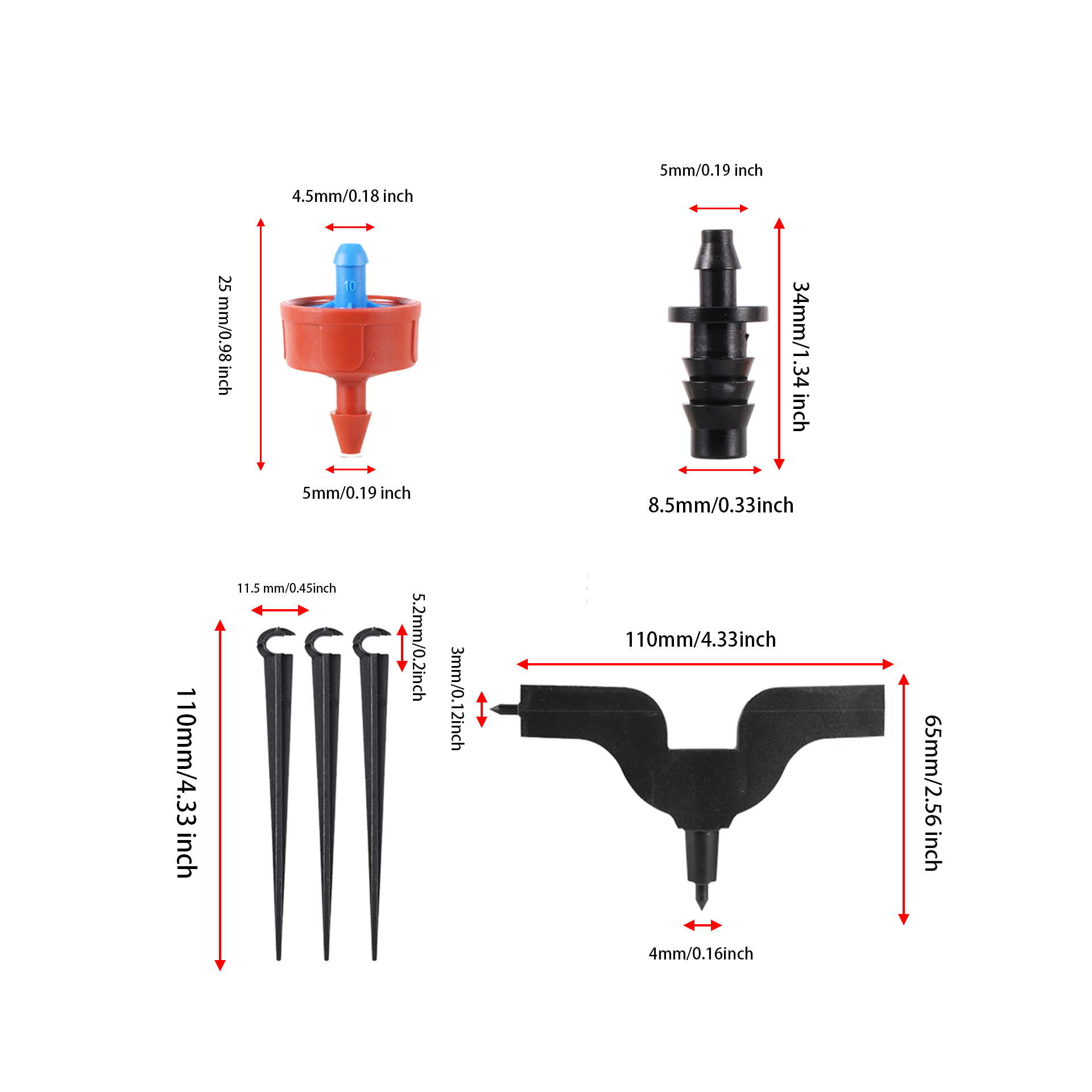 65pcs/Box Water Pressure Compensating Dripper Kit Garden Drip Irrigation 2L/4L/8L Steady Flow Steady Flow Regulator