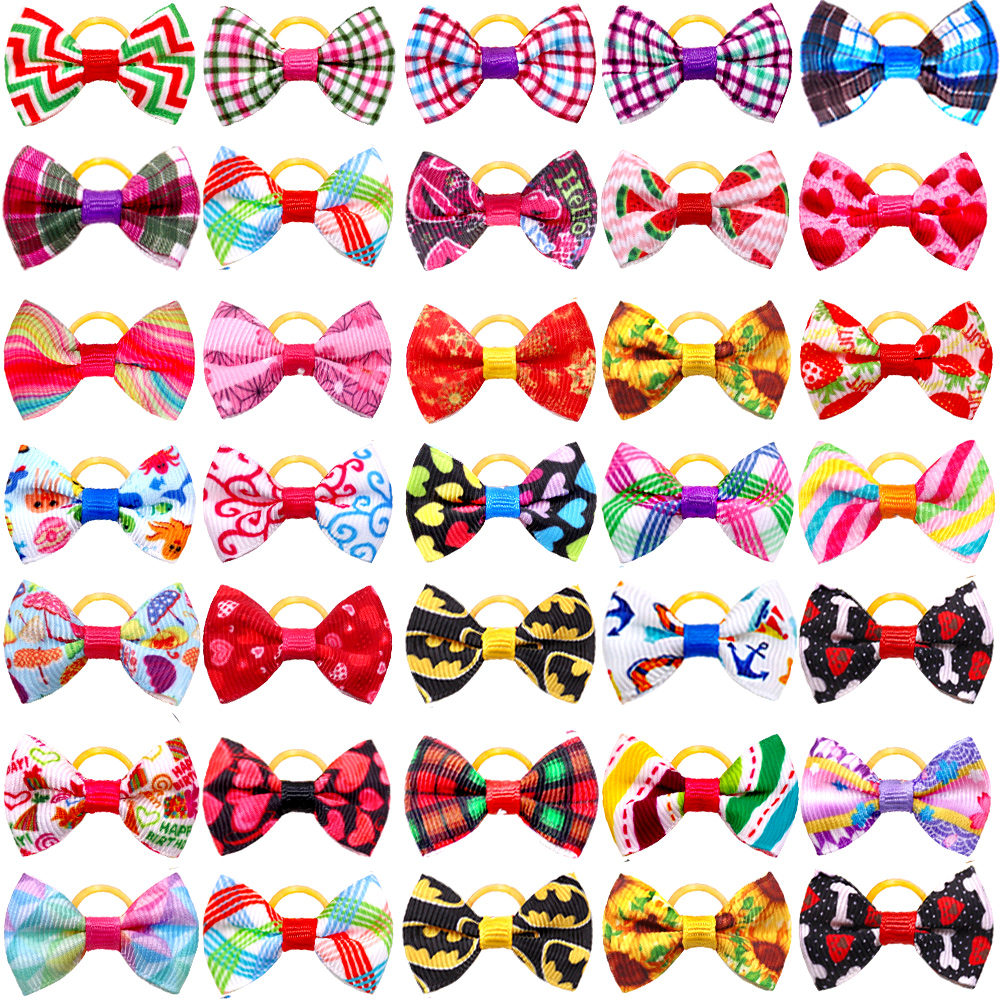 Lazos para el pelo de perros, gomas hechas a mano para cachorros, 30/50 piezas, , suministros para mascotas