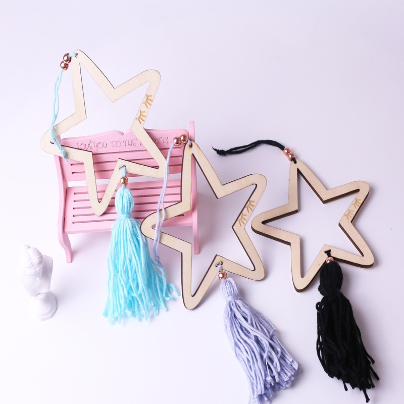 eins nordisch Holz quaste Sterne Dekor Banner Baby Zimmer Dekoration Bettwäsche Stoßstangen freundlicher Party Fahnen freundlicher Mädchen Zimmer Dekor