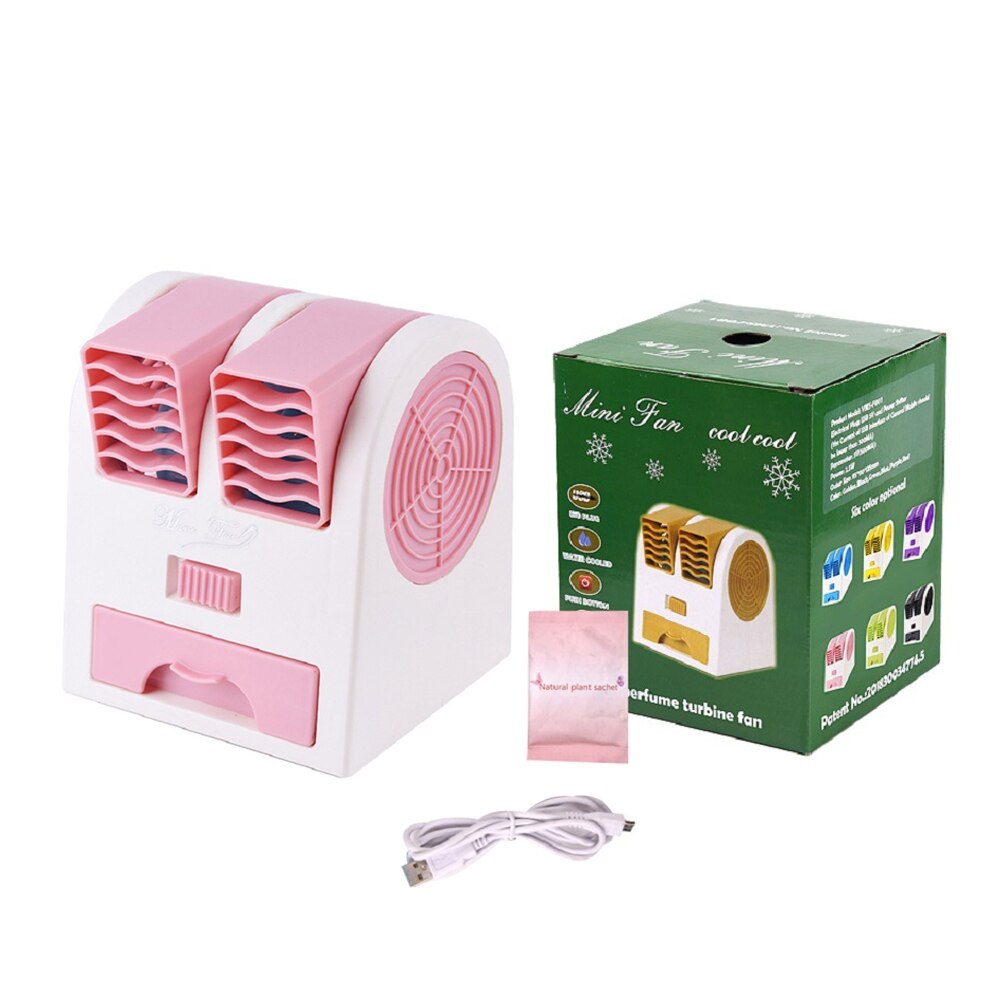 mini powietrze 3-w-1 wentylator nawilżacz oczyszczacz robić domu/sypialnia/biuro/na zewnątrz USB/zasilany z baterii przenośny cichy chłodnym powietrzem,: różowy
