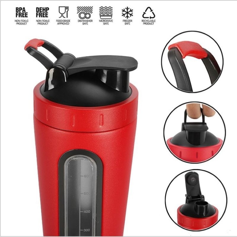 700ml gjennomsiktig skala i rustfritt stål rister kopp Fitness sport bærbar proteinpulver milkshake kopp utendørs klatreflaske