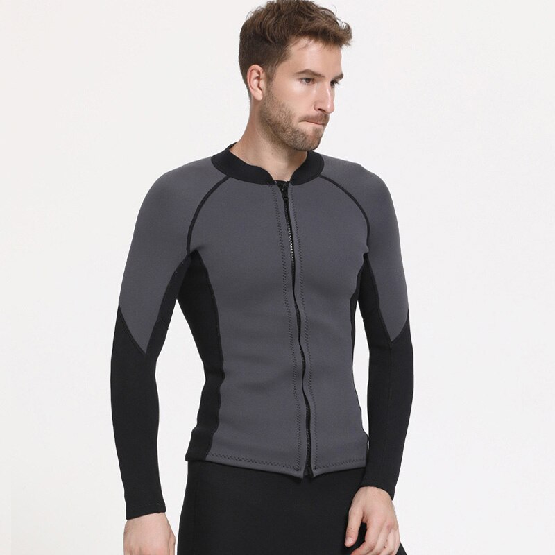 Los hombres de neopreno de 3mm Zip chaqueta manga larga delantera DE BUCEO DE Surf trajes de baño