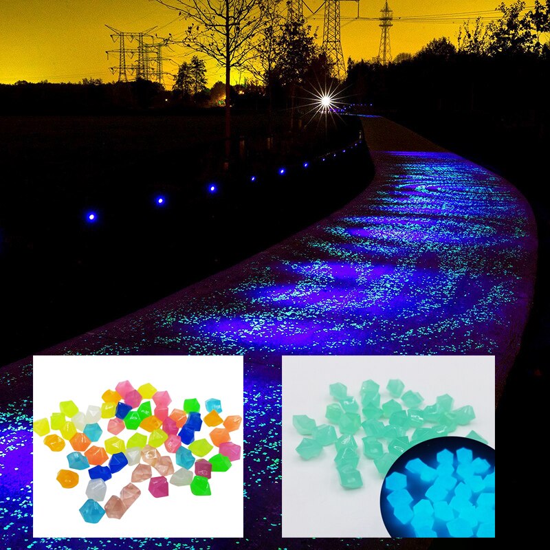 Galets décoratifs lumineux pour Aquarium, 100 pièces, pierres qui brillent dans la nuit, décoration pour jardin et Aquarium