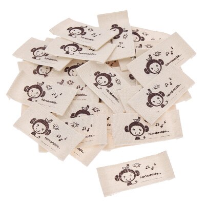 50 stk / parti søde dyr trykt syning vaskbare kludetiketter til børnetøj håndlavede håndtasker tags indretningsforsyninger: Abe