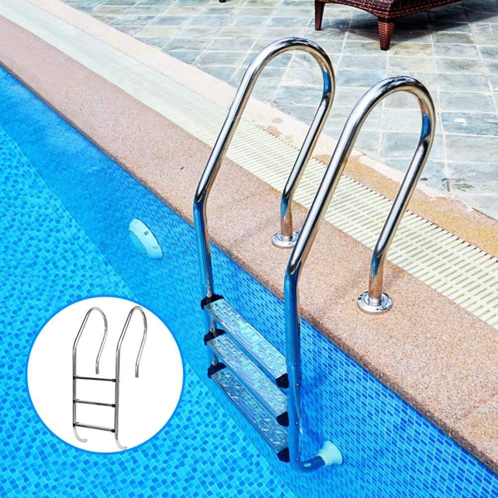 Swimming Pool Ladder Steps Stainless Steel Replacement Anti Slip Ladder Non-Slip Pedal Swimming Pool Accessories（Without Armrest