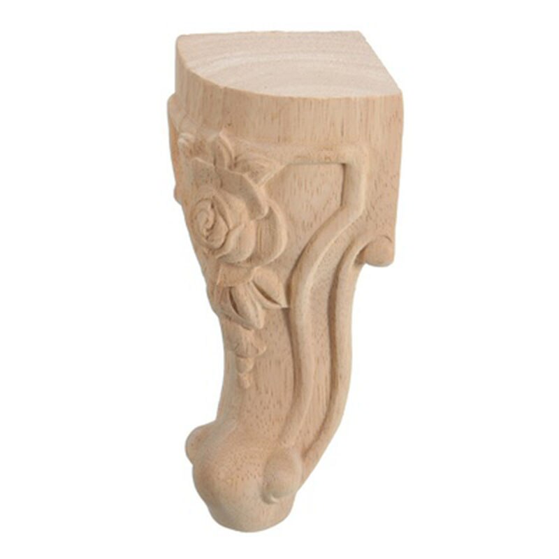 Cadre de pied en rose sculpté en bois, 4 pièces, 15x6cm, décor de Table de meuble artisanal, porte non peinte, Art mural: Default Title