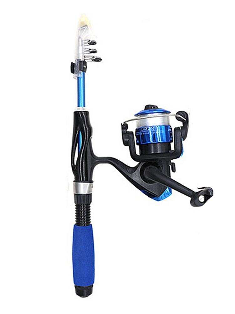 Mini Telescopic Fishing Pole with Reel Bait Box Portable Fishing Rod Kit for Children