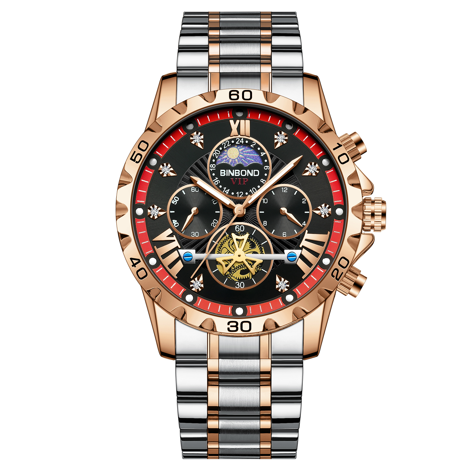 2024 Luxe Automatische Mechanische Horloge Voor Mannen Holle Tourbillon Waterdicht Lichtgevende Datum Week Rvs Heren Horloges