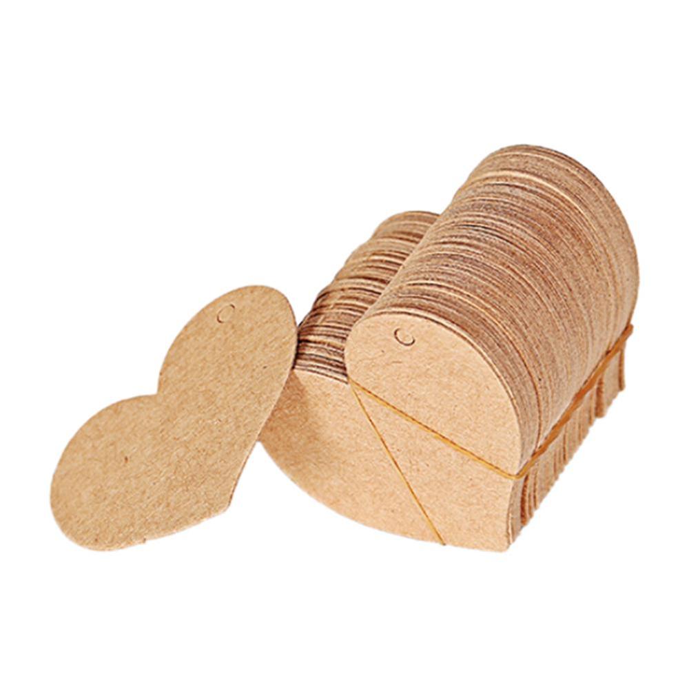 50pcs/set Blank Heart Shape Craft Paper Hang Tag Wedding Party Label Price Cards Decoration Bookmark 4.5*4cm: Brown