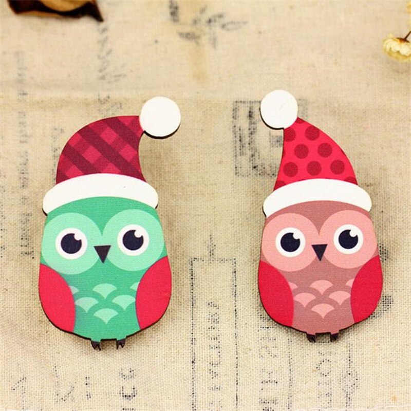 DoreenBeads Handgemaakte Houten Pin Broches Mooie Animal Uil Patroon Veiligheid Pin voor Trui Jas Sjaal Decor Kerst Accessoires