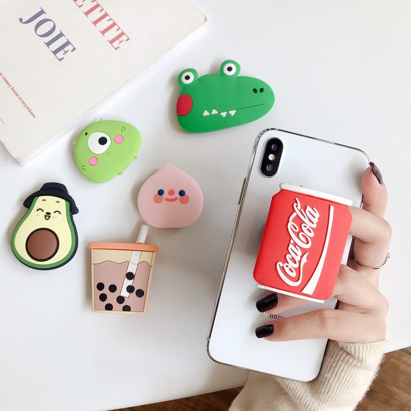 Cute Cartoon Airbag Mobile Phone Holder Silicone Stretch Folding Lazy Mobile Phone Holder Finger Ring Holder