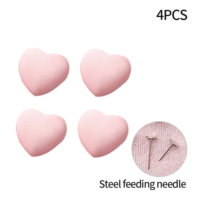 4pcs Nordic Non-slip Bed Sheet Clips Simple Heart Shape Safe One-key Unlock Quilt Blanket Clips Anti-run Quilt Fastener Holder: Pink heart