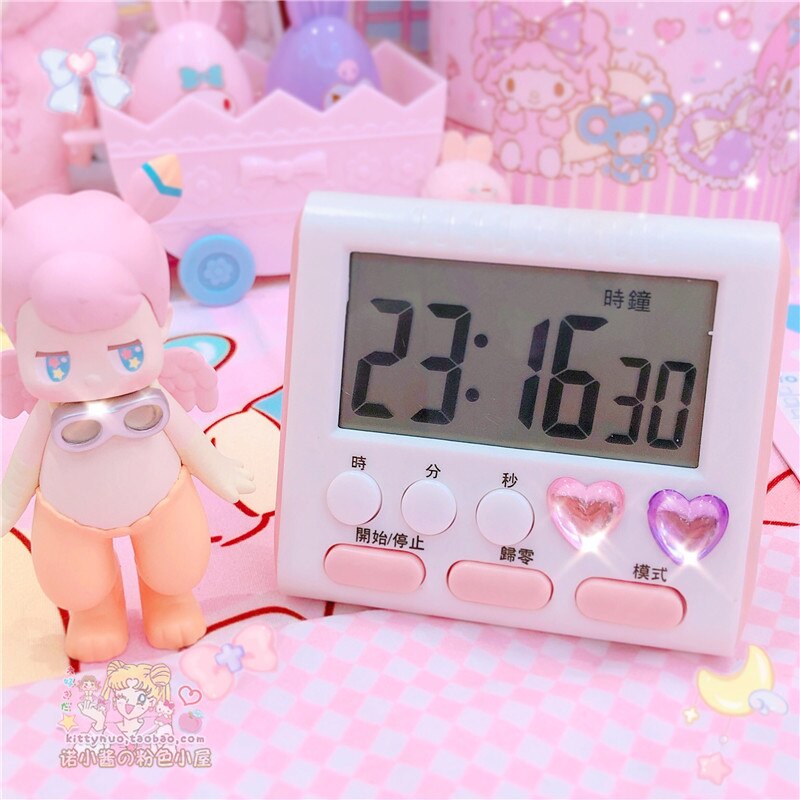 1Pcs Pink LCD Digital Screen Timer Students Desktop decoration Personal Time Control Digital Timer