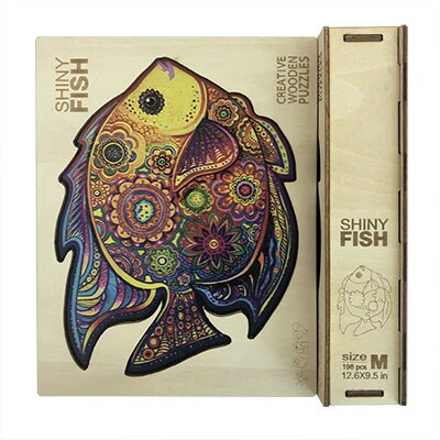 Adult Wooden Animal Puzzle DIY Size A3/4/5 Each Piece Is An Animal-Shaped Wooden Puzzle with A Wooden Box Birthday: fish jigsawA4
