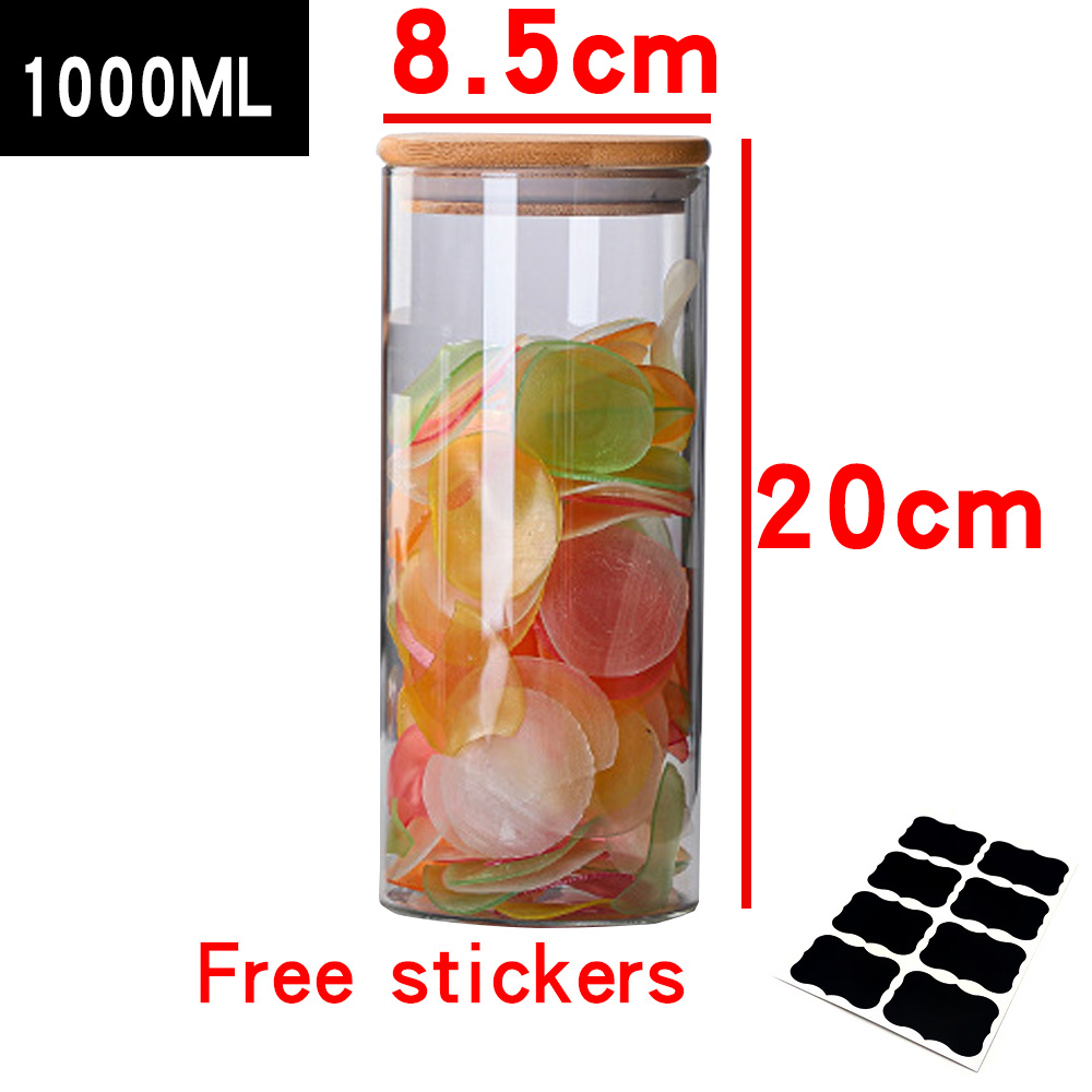 Glass Containers Food Glass Jars and Lids Glass Jar with Lid Kitchen Storage Box Organization Containers Bottle Spice Boats: 1000ML