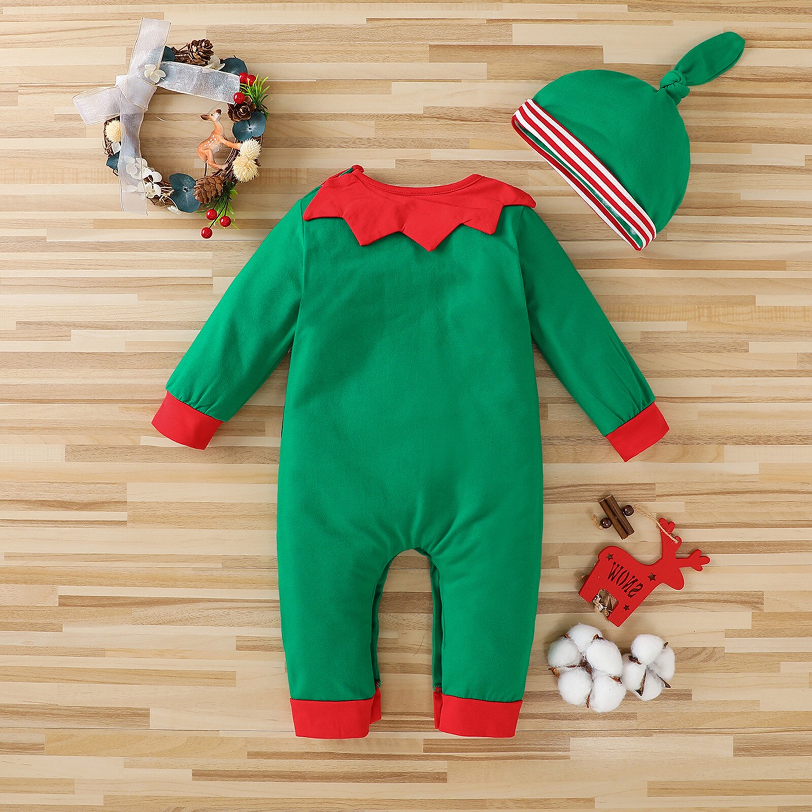 Baby Christmas Costume Infant Baby Girls Boys Santa Claus Clothes Christmas Hat+romper Jumpsuit Clothes Outfit 0-18m