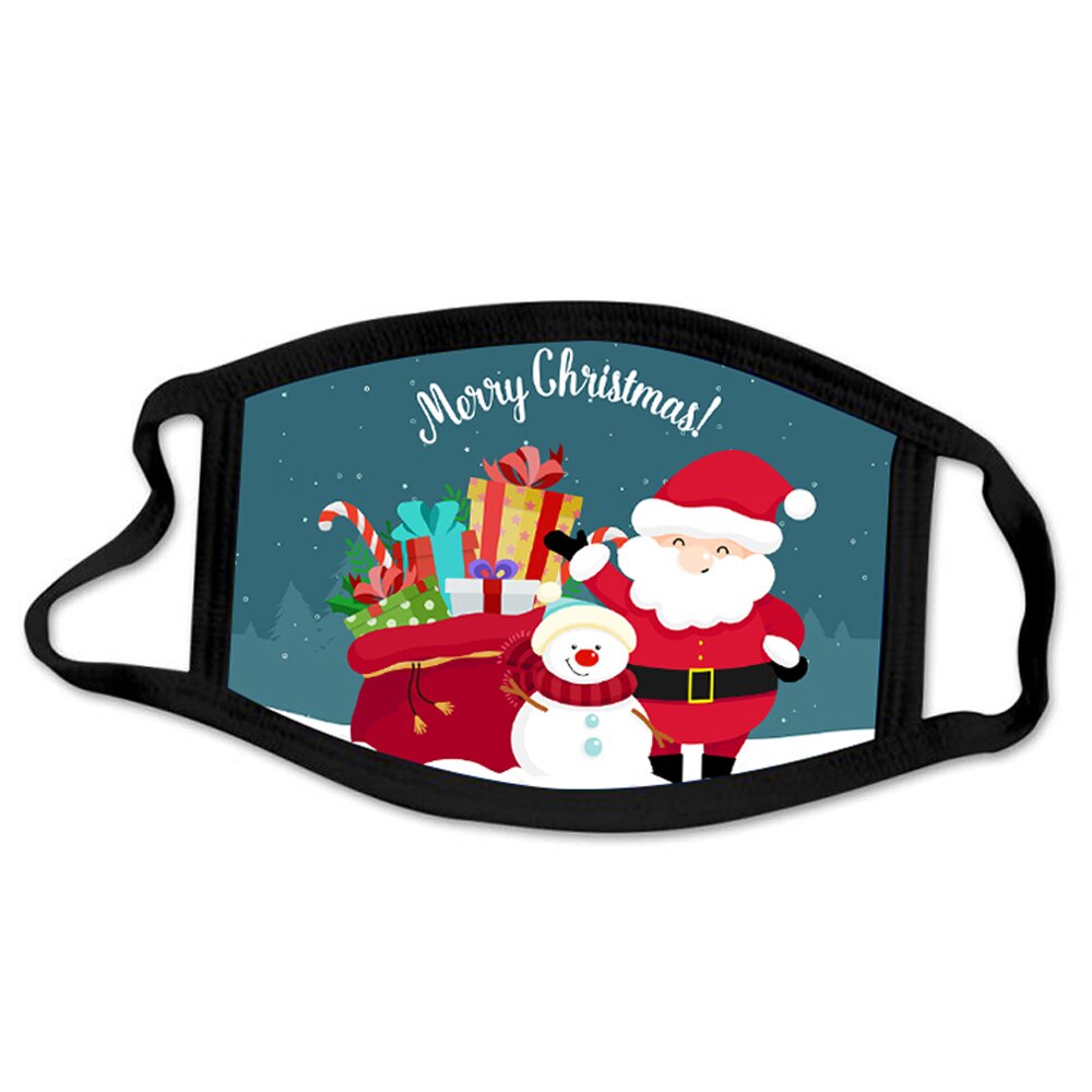 10 pièces/ensemble masque de noël mignon noël bonhomme de neige impression masque doux respirant réutilisable lavable visage couverture de noël décor