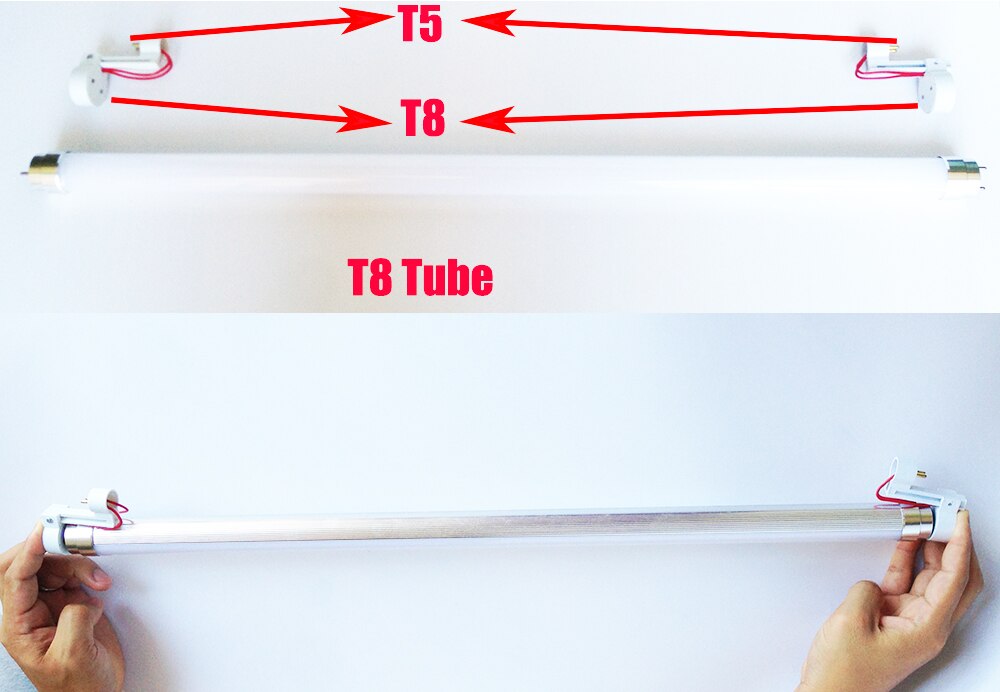 Adaptateur de prise de lumière T5 à T8 convertisseur de support de lampe T5 à T8, adaptateur de base de tube G5 à G13. Installer le tube T8 dans le luminaire T5