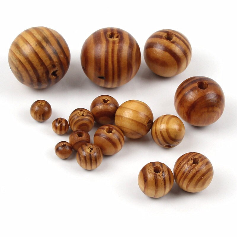 Natural Pine Round Ball Solid Wooden Beads Crafts For Jewelry Making Diy Wood Handmade Home Decoration 6-30mm