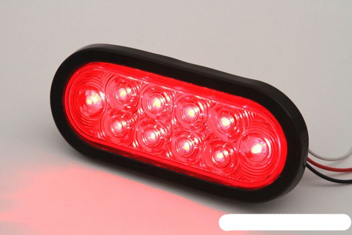 2 pcs Trailer Truck LED Sealed RED 6" Oval Stop/Turn/Tail Light Marine Waterproof