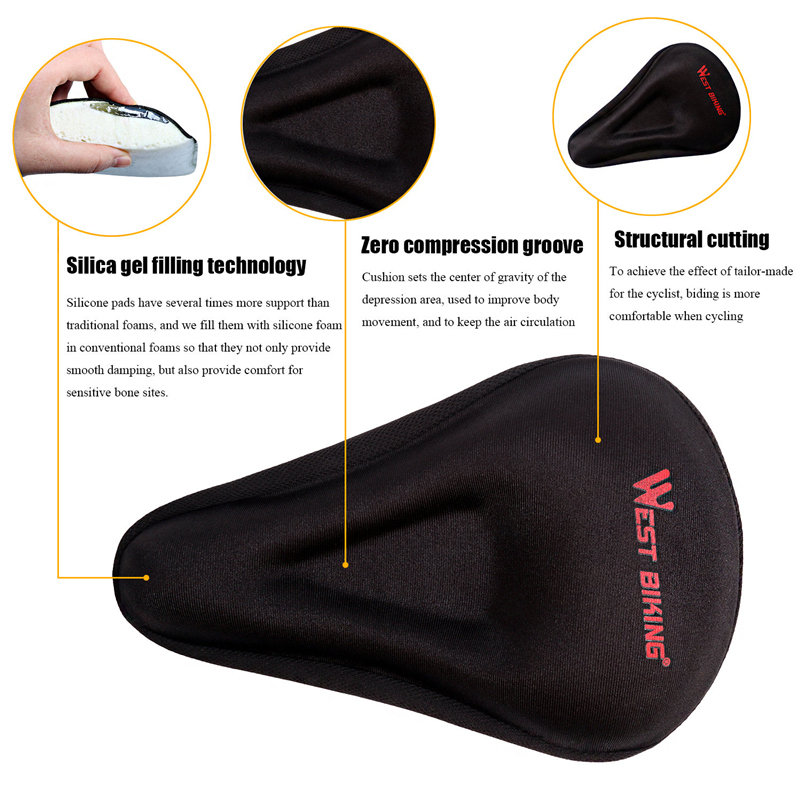 Housse de siège de vélo BMX, tapis de selle de vélo, Super doux, éponge 3D en Silicone, coussin de cyclisme confortable et respirant: WEST 1