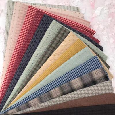 23 x 33cm 11- delt polykromatisk hi billigste japanske første fargevaskede stoffet søm dol gjør-det-selv-stoff rutet bomullsdukke: Vivi 029