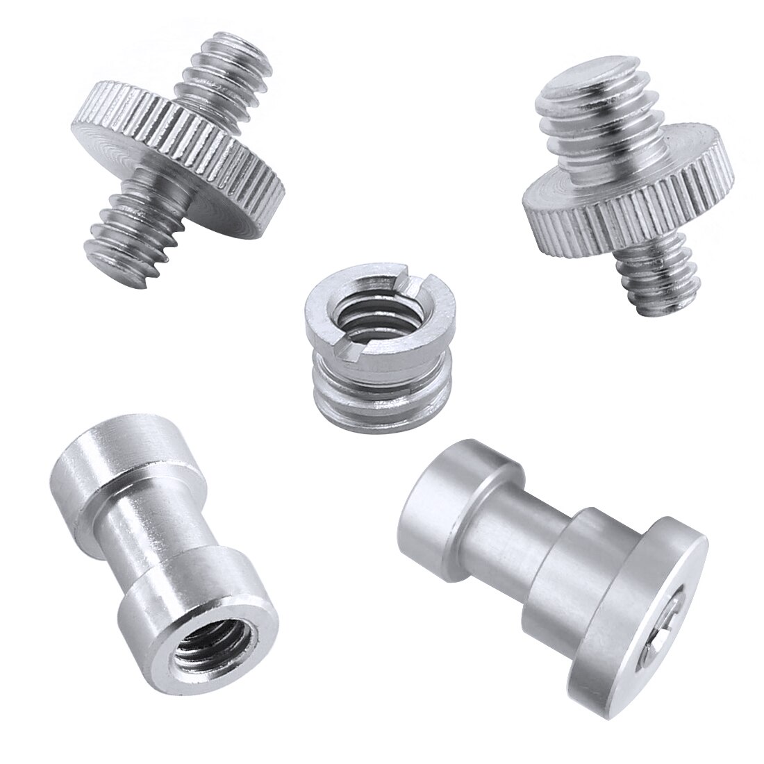 Adaptador de tornillo hembra macho 5 en 1, conjunto de montaje de rosca E/B de 1/4 "y 3/8" para trípode de cámara, soporte de luz de Flash, tornillos convertidores: 5 in 1 Screws Set