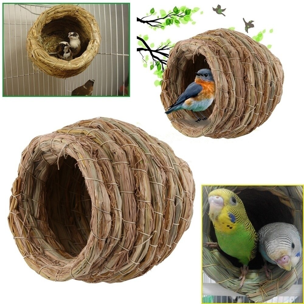 Bird Parrot Handwoven Straw Cage Animals Hamster Parrot Hatching Breeding Cave