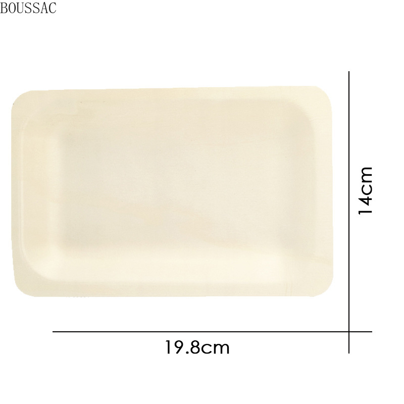 8 Stuks Wegwerp Houten Plaat, Natuurlijke Populierenhout Milieubescherming Rechthoekige Plaat, Fruitschaal, Western Dessertbord