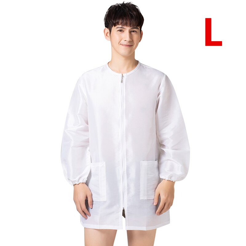 Uniforme de travail à fermeture éclair pour barbier , Cape de coiffeur, vêtements de travail, tablier de toilettage pour animaux de compagnie: A027-White-L