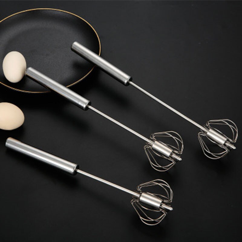 Egg Beater 304 Stainless Steel Egg Whisk Manual Hand Mixer Self Turning Egg Stirrer Kitchen Accessories Egg Tools
