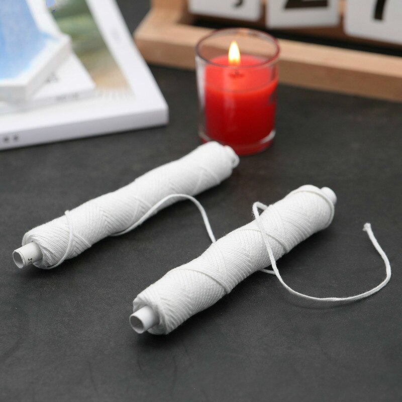 Herramientas para velas de aromaterapia, mechas de vela cilíndricas de hilo largo de algodón, compactas, sin humo, 30 metros