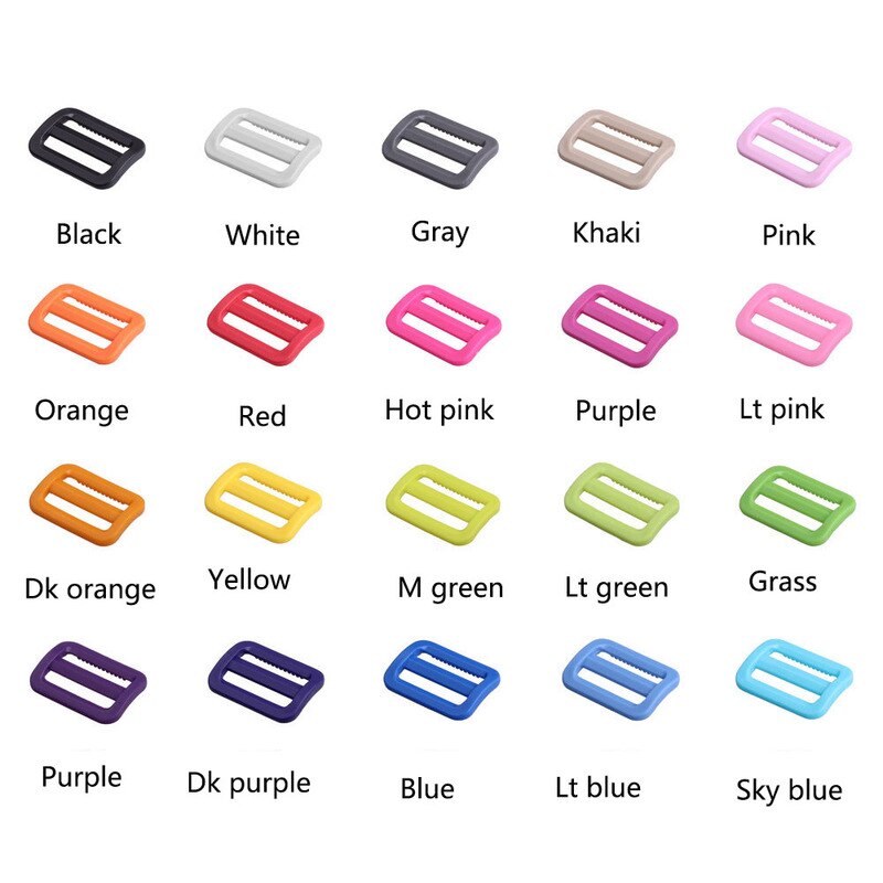 Meetee-50pcs-boucles de bague réglables pour le sac à dos, en plastique incurvé Tri-glisse, sangles pour l'extérieur, collier de chien, sangle de 25mm