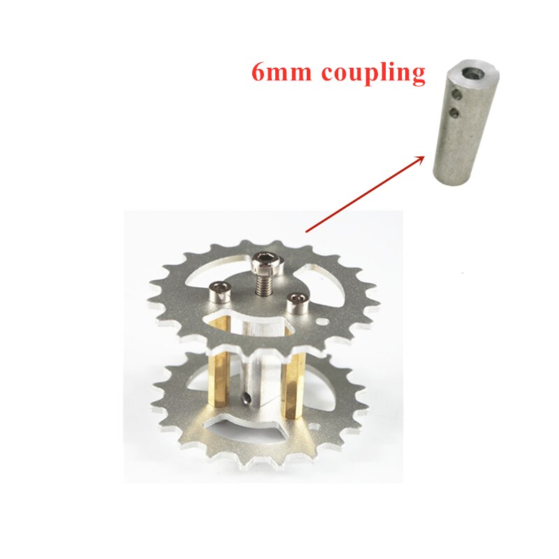 Aluminum Alloy Metal Driving Wheel Non-shock-aborbing Driving Wheel for Toy Tank Track Caterpillar Car Chassis Tracked Crawler: Silver 6mm coupling