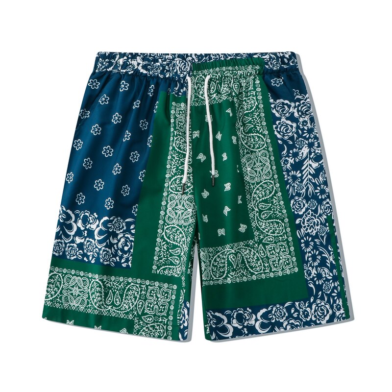 Ensemble de plage et de pour homme et femme, matière fine, Bandana, vert, été: XL / shorts