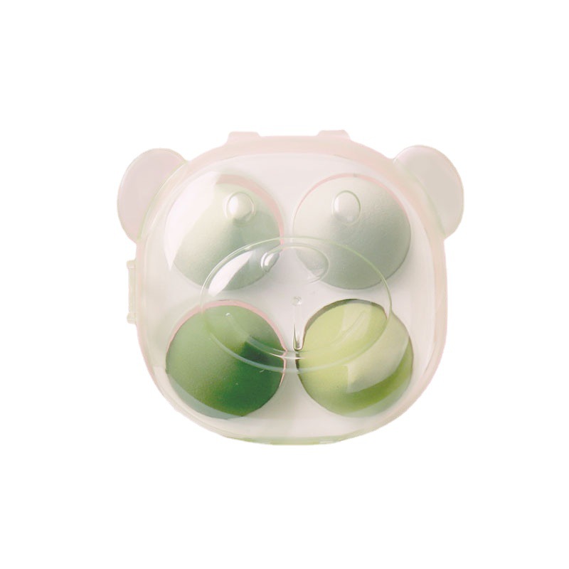 4 Stuks Schattige Beer Hart Make-Up Spons Poederdons Droog Nat Gecombineerde Schoonheid Cosmetische Bal Foundation Bevel Cut Make Up gereedschap Kleurrijke