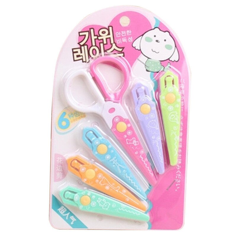 1Set DIY Cute Kawaii Plastic Scissors For Paper Cutter Scrapbooking Kids Office School Supplies Korean Stationery Supplies