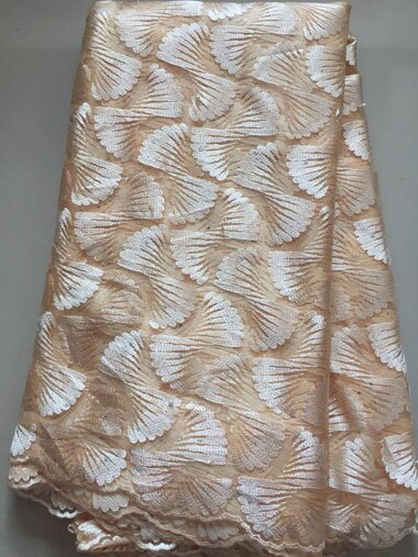 Pink peach nigerian lace fabric lace Net Lace french lace fabric african lace With Stones YLL3321