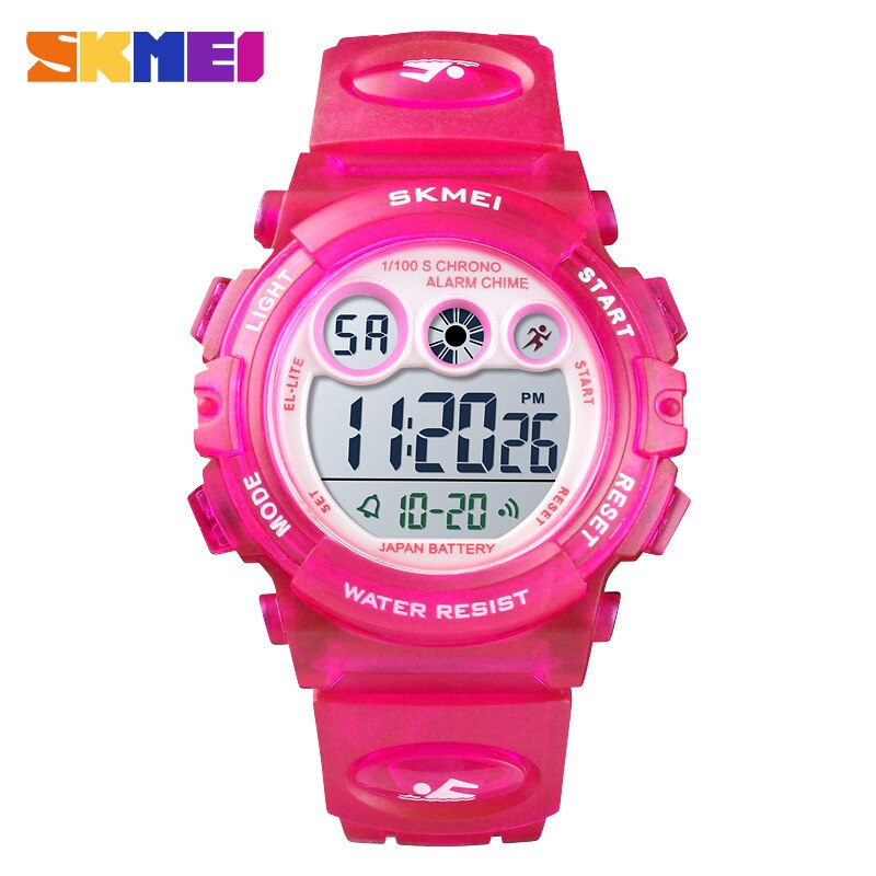SKMEI Sport Kinderen Horloge Stopwatch Chronograaf Elektronische Horloges Kids Horloge Luxe Waterdicht Wekker: rose red