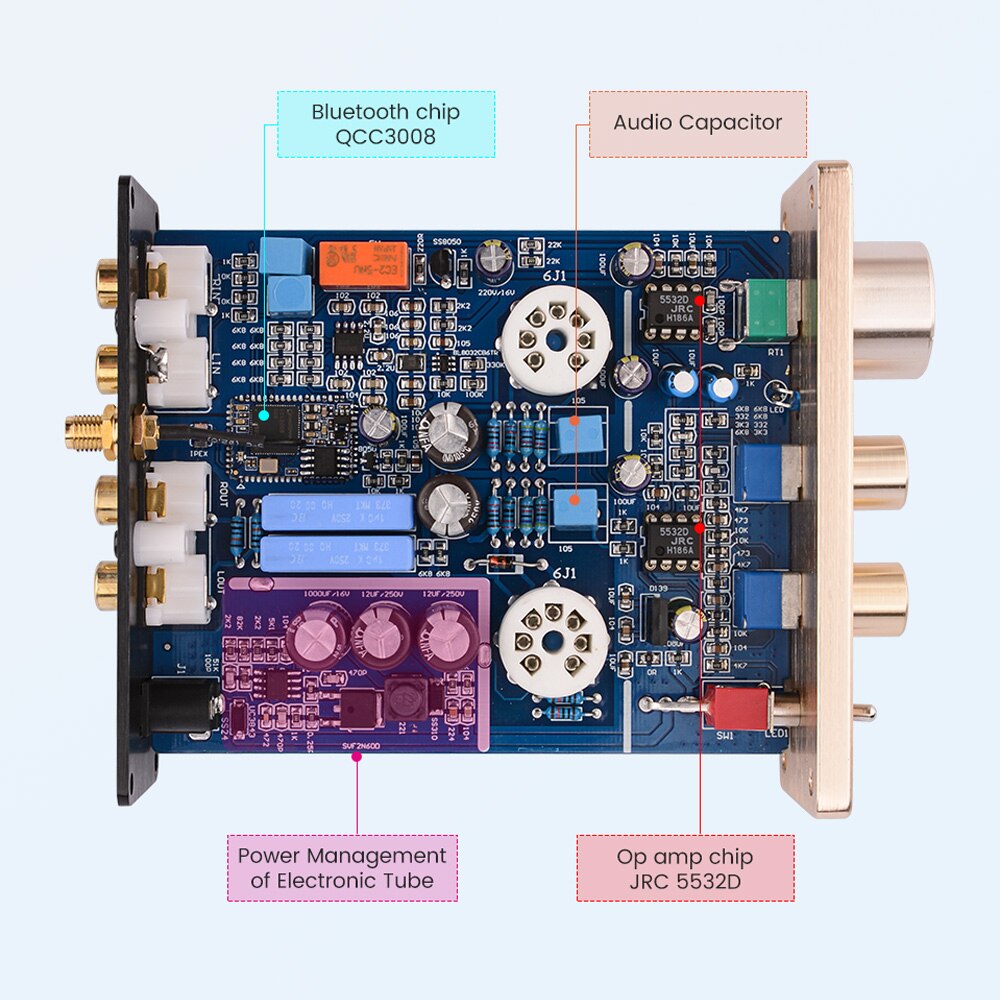 AIYIMA APTX Bluetooth 5.0 Tube Voorversterker 6J1 Vacuum Tube Amp Voorversterker DIY Stereo Thuis Power Pre Versterker Met Toonregeling