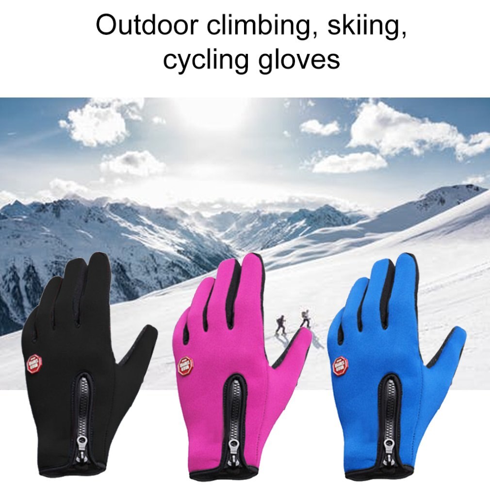 Fiets handschoenen heren en dames fleece winddicht warme touchscreen handschoenen outdoor bergbeklimmen ski rijden rits handschoenen