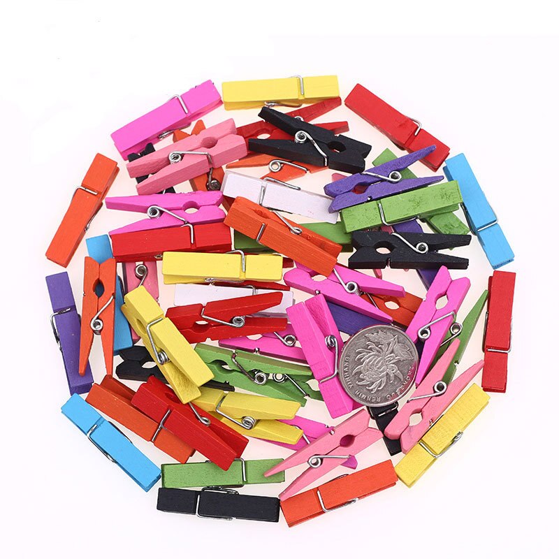 Kleur Kleine Houten Clip Diy Hand-Versierde Houten Kleine Clip Foto Clip Henneptouw Houten Clip Afdichting Clip Arts en Ambachten