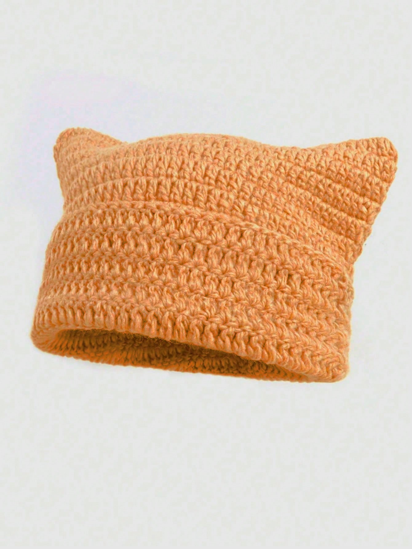 Corchet Cute Cat Ears Beanie Hat for Women Winter Striped Korean Y2K HipHop Cosplay Knitted Streetwear Men Skullies: Clear Blue