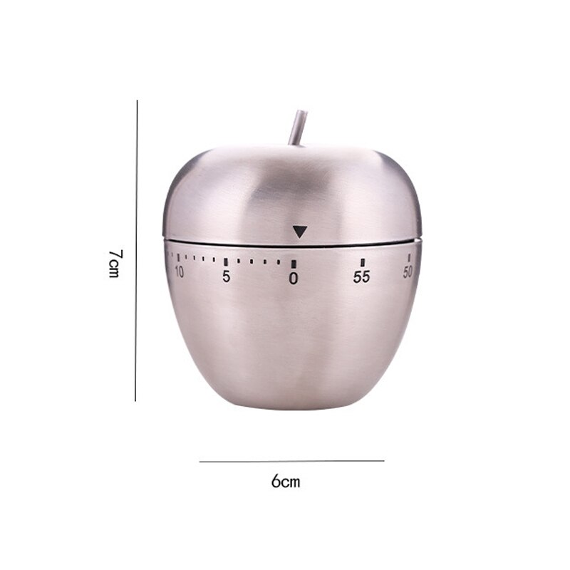 Kitchen Timer Manual Stainless Steel Apple Shaped 60 Minutes Mechanical Rotating Alarm Clock Baking Cooking Tools For Kitchen