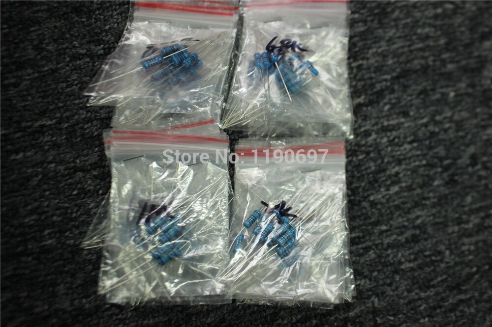 200pcs 1W DIY HIFI Common Resistance 1W Metal Film Resistors 10R~100R~1K~20K~330K~1M 28 Kinds Of Resistance Mixed
