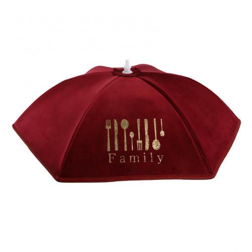 Foldable Heat Preservation Dust-proof Dining Table Food Cover Tent Portable Durable Thermal Foldable Dust-proof Kitchen Tool: Wine Red L