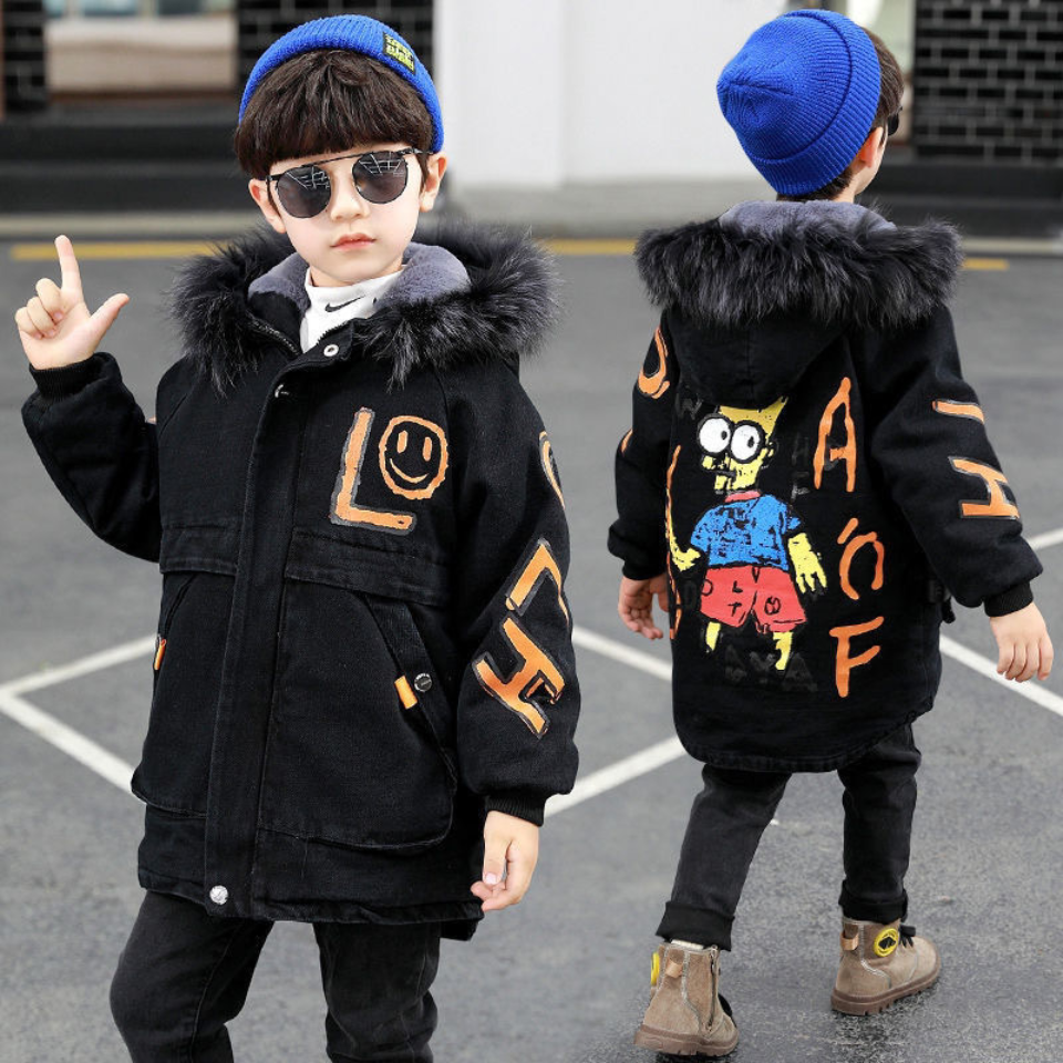 Jongens Winter Jas Kinderen Tiener Jongen Dikke Jas Kinderen Kleding Bont Parka Gewatteerde Parka 3 4 5 6 7 8 9 10 12 Years1