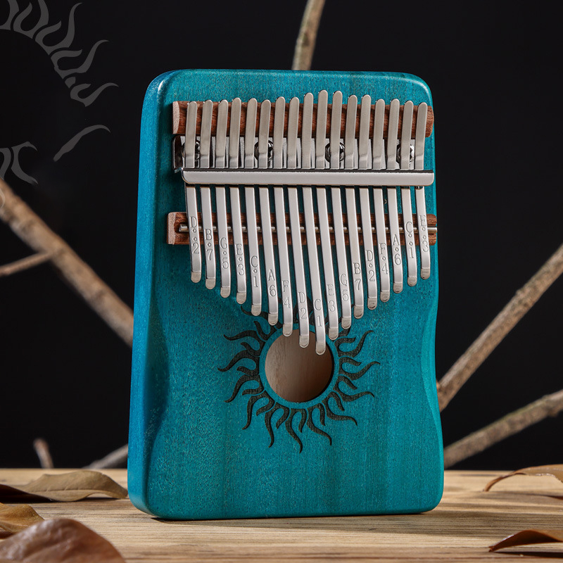 Hluru Kalimba 17 21 teclas Kalimba Piano de dedo madera maciza de arce Kalimba pulgar Piano teclado instrumento Musical Mbira para principiantes: Azul