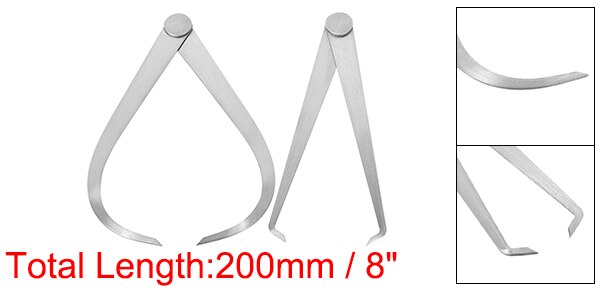 Uxcell Stainless Steel Inside Outside Calipers 2 Pcs Silver Tone Metal Inside Outside Calipers Vernier Caliper Measuring Tools: 200MM